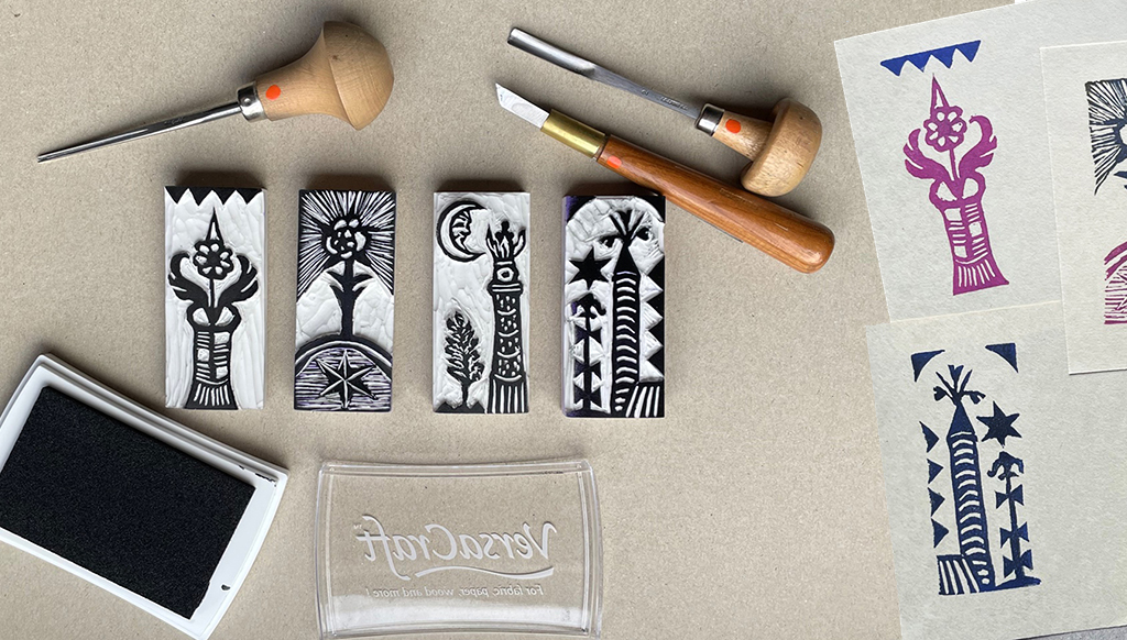Rubber stamp carving and printing